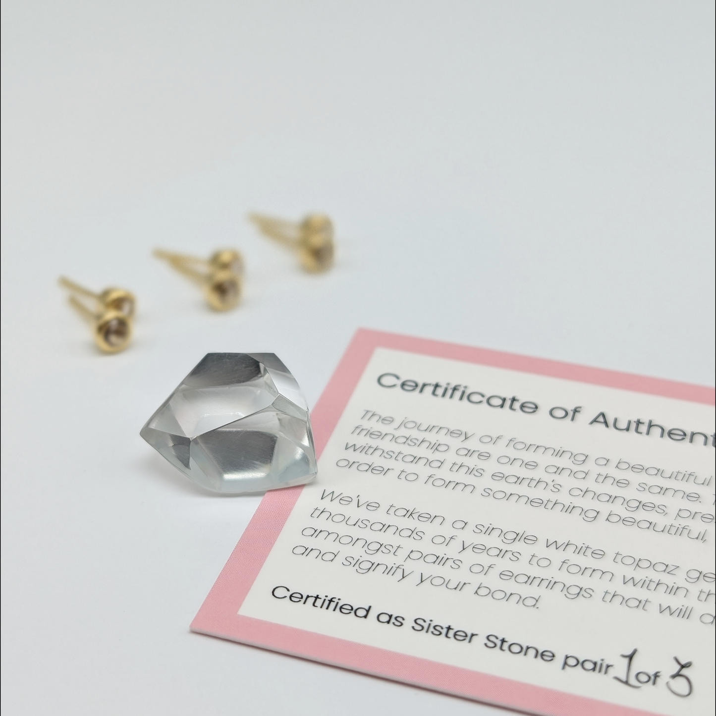 Set of 3 pairs - Round White Topaz 18k Vermeil Stud Earrings