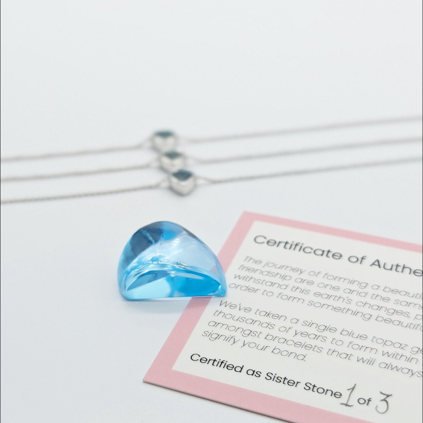 Set of 3 - Heart Blue Topaz Sterling Silver Bracelets