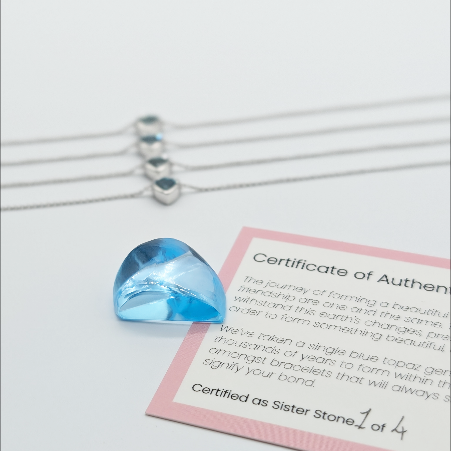Set of 4 - Heart Blue Topaz Sterling Silver Bracelets