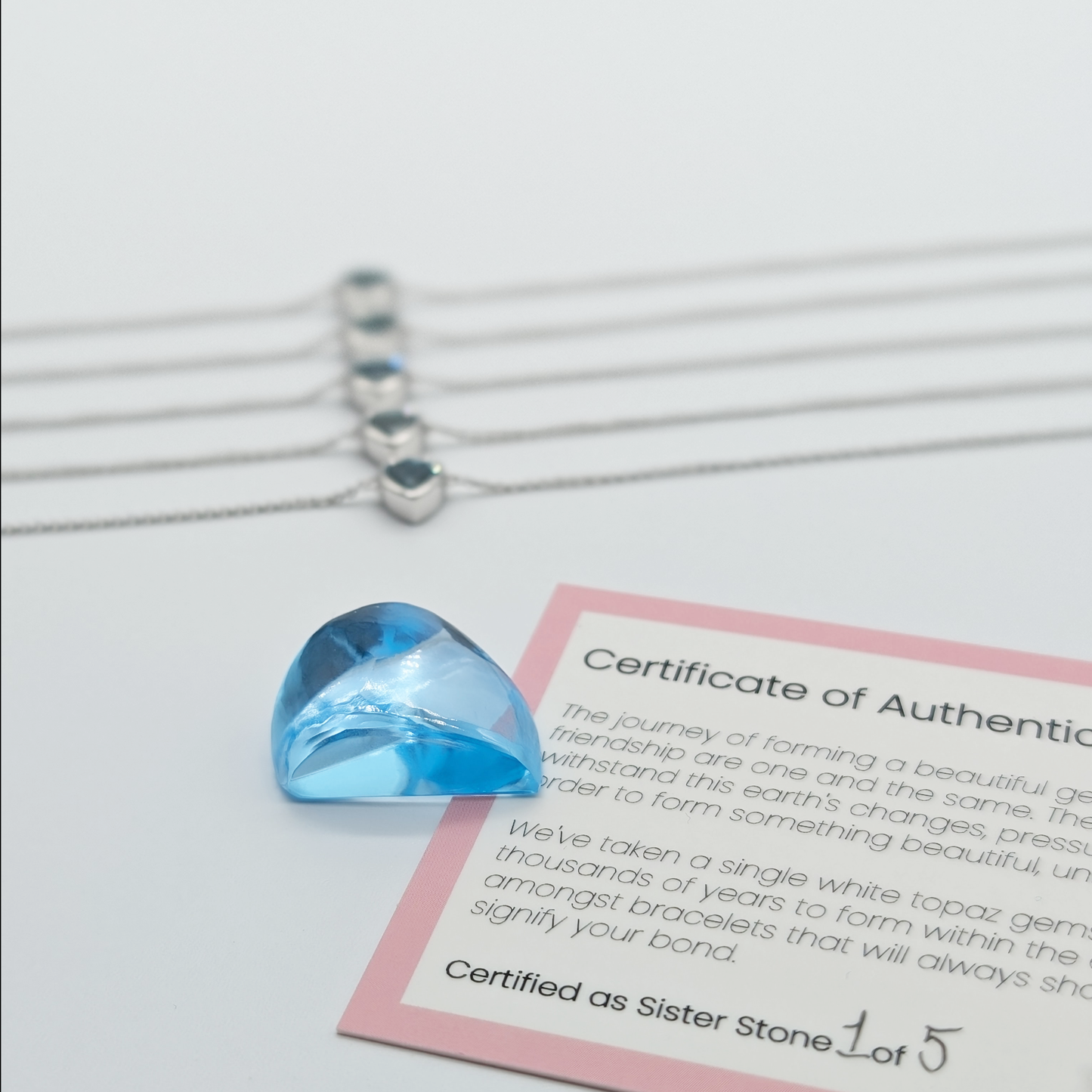 Set of 5 - Heart Blue Topaz Sterling Silver Bracelets