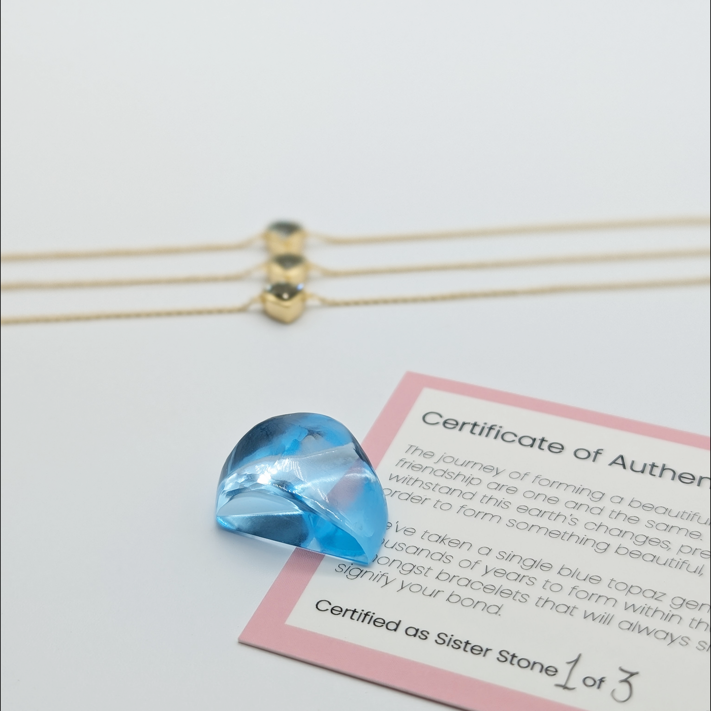 Set of 3 - Heart Blue Topaz 18k Vermeil Bracelets