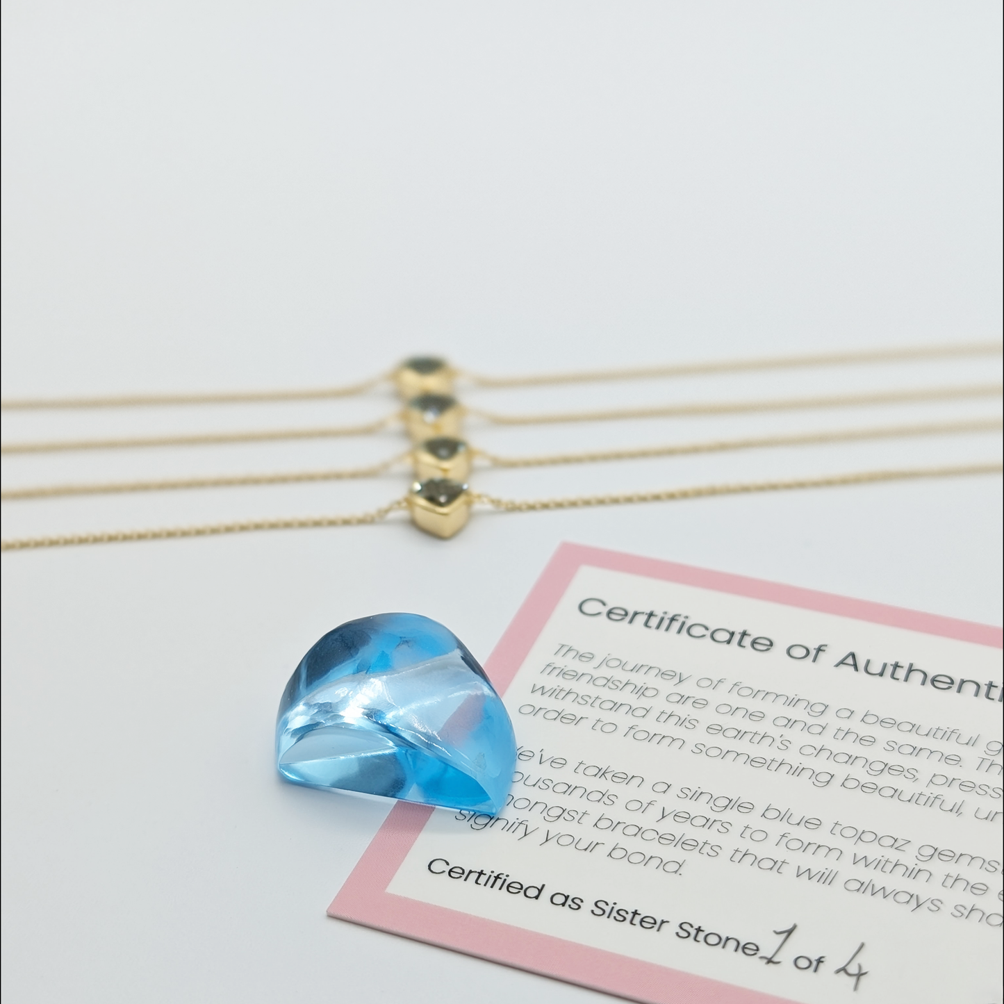 Set of 4 - Heart Blue Topaz 18k Vermeil Bracelets