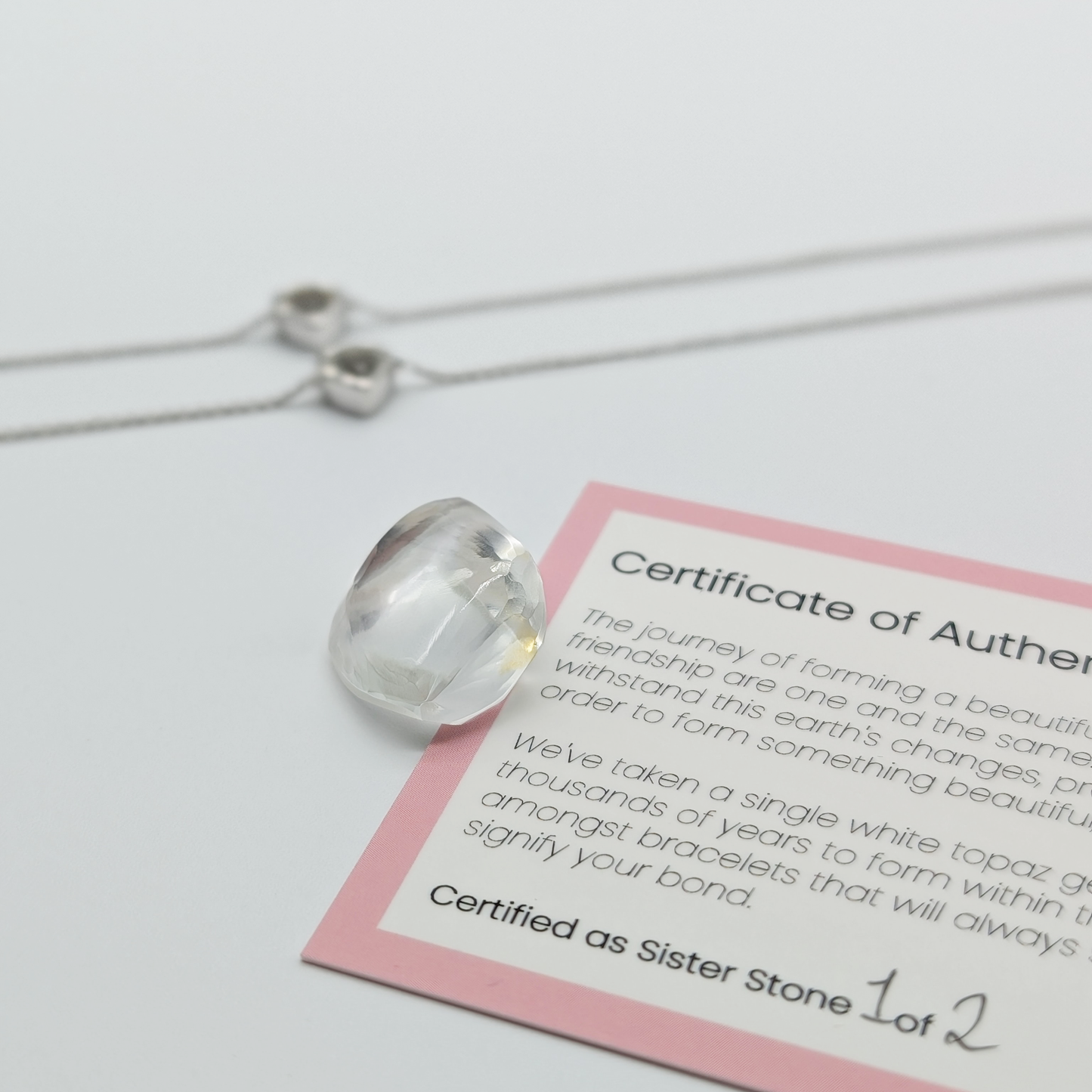 Set of 2 - Heart White Topaz Sterling Silver Bracelets