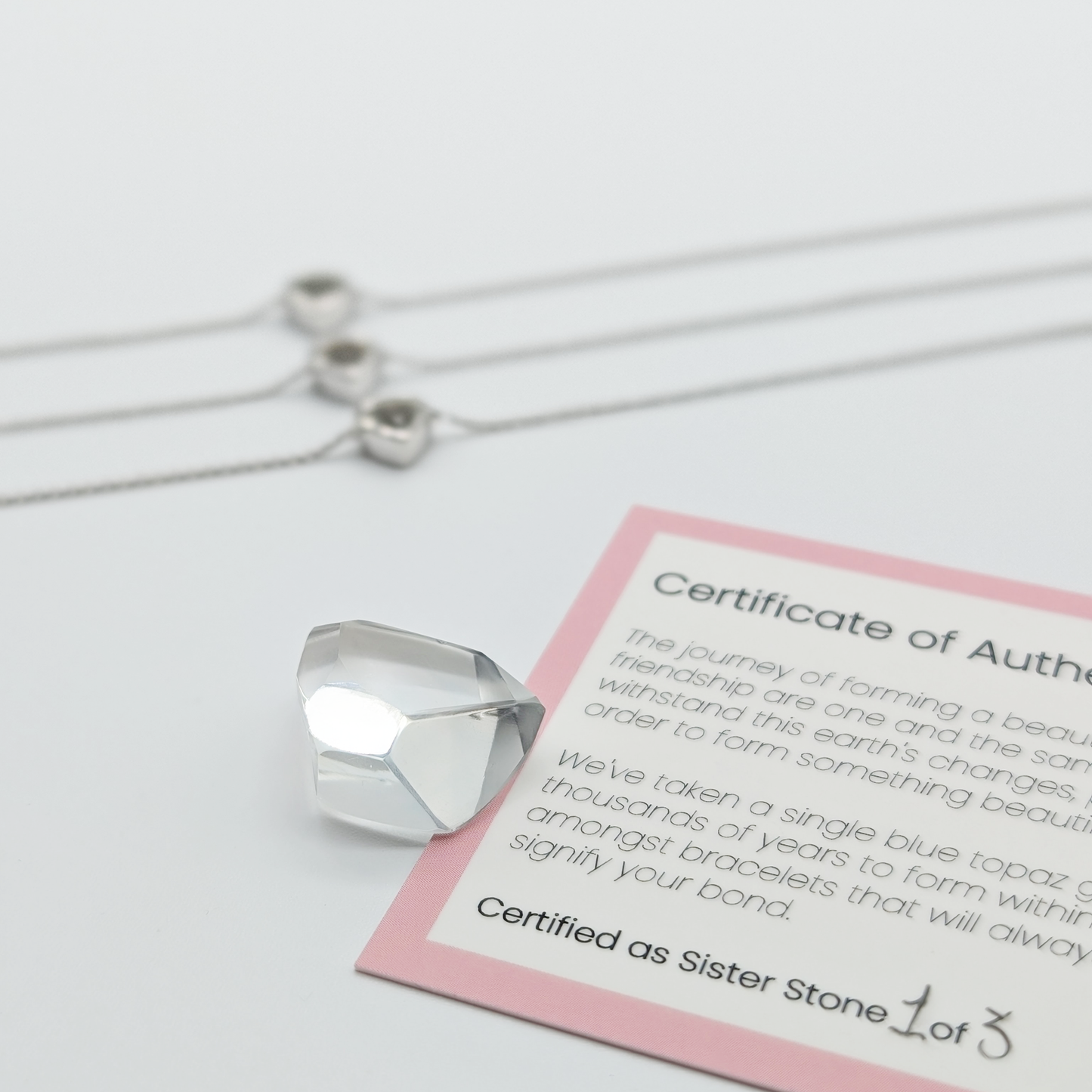 Set of 3 - Heart White Topaz Sterling Silver Bracelets