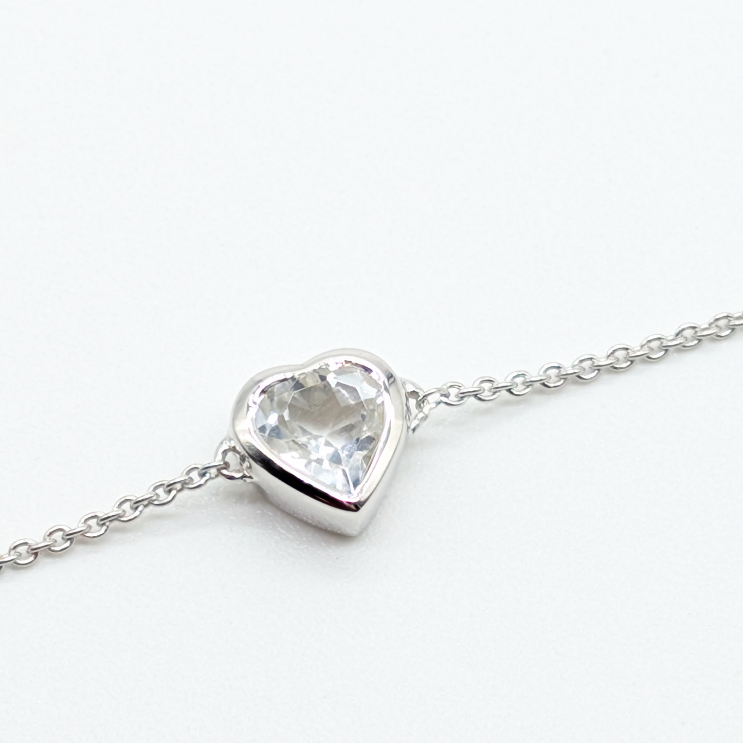 Set of 2 - Heart White Topaz Sterling Silver Bracelets