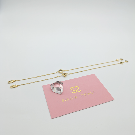 Set of 2 - Heart White Topaz 18k Vermeil Bracelets