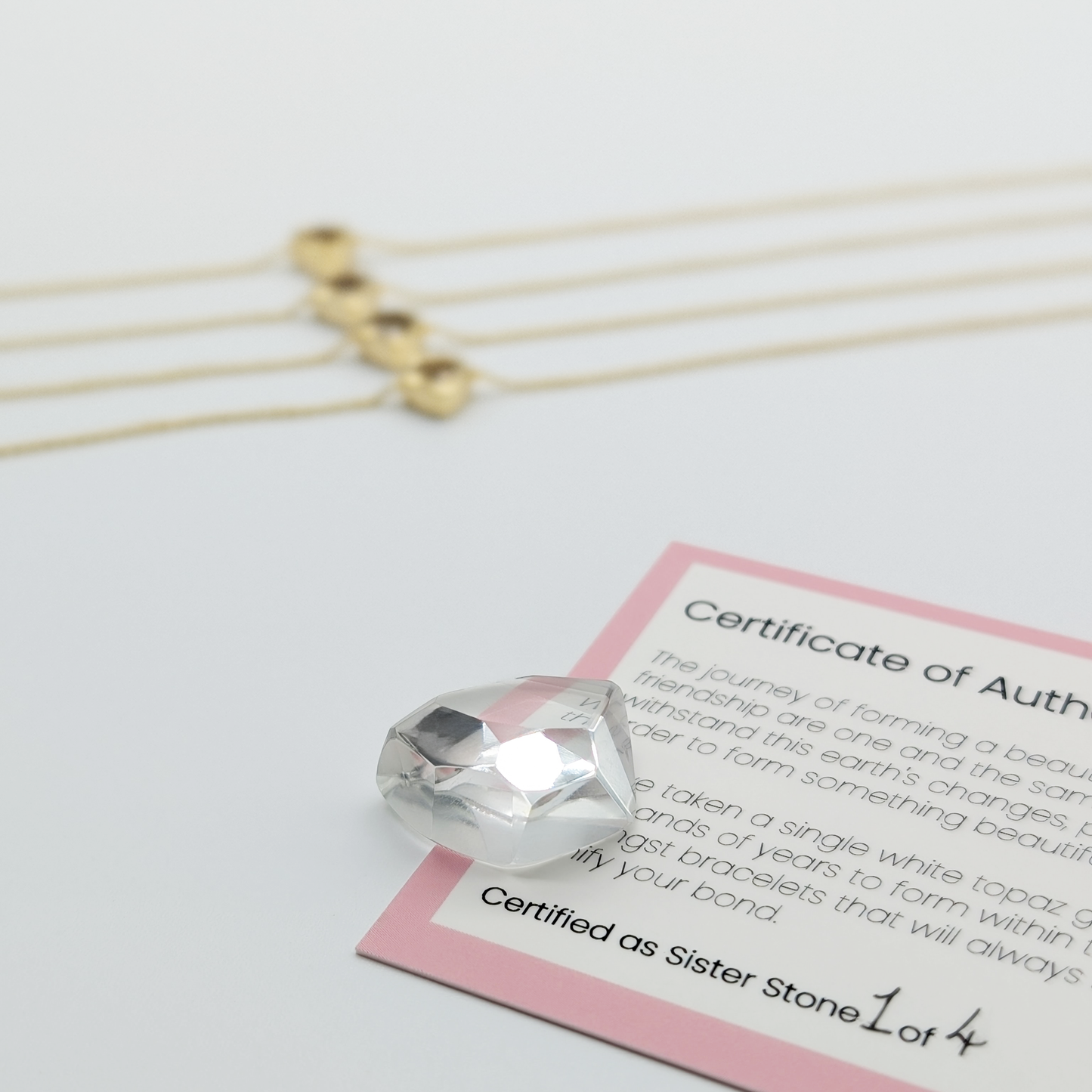 Set of 4 - Heart White Topaz 18k Vermeil Bracelets