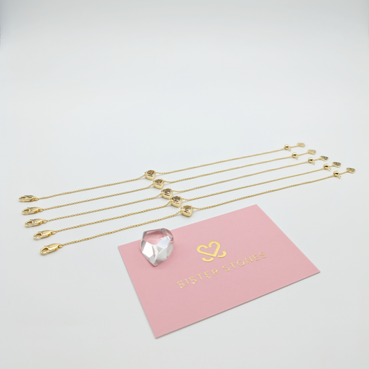 Set of 5 - Heart White Topaz 18k Vermeil Bracelets