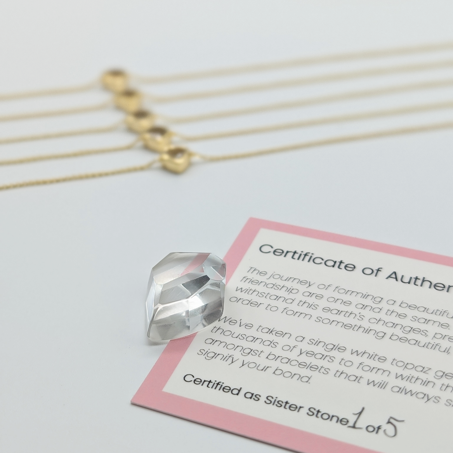 Set of 5 - Heart White Topaz 18k Vermeil Bracelets