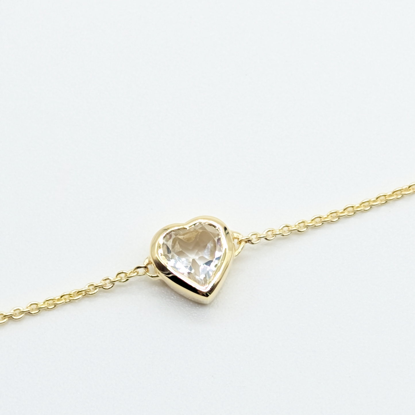 Set of 4 - Heart White Topaz 18k Vermeil Bracelets