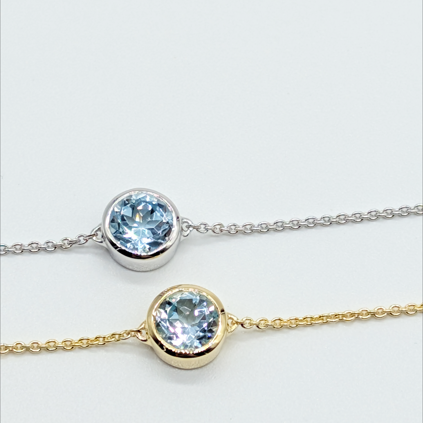 Set of 2 - Round Blue Topaz Mixed Finish Bracelets