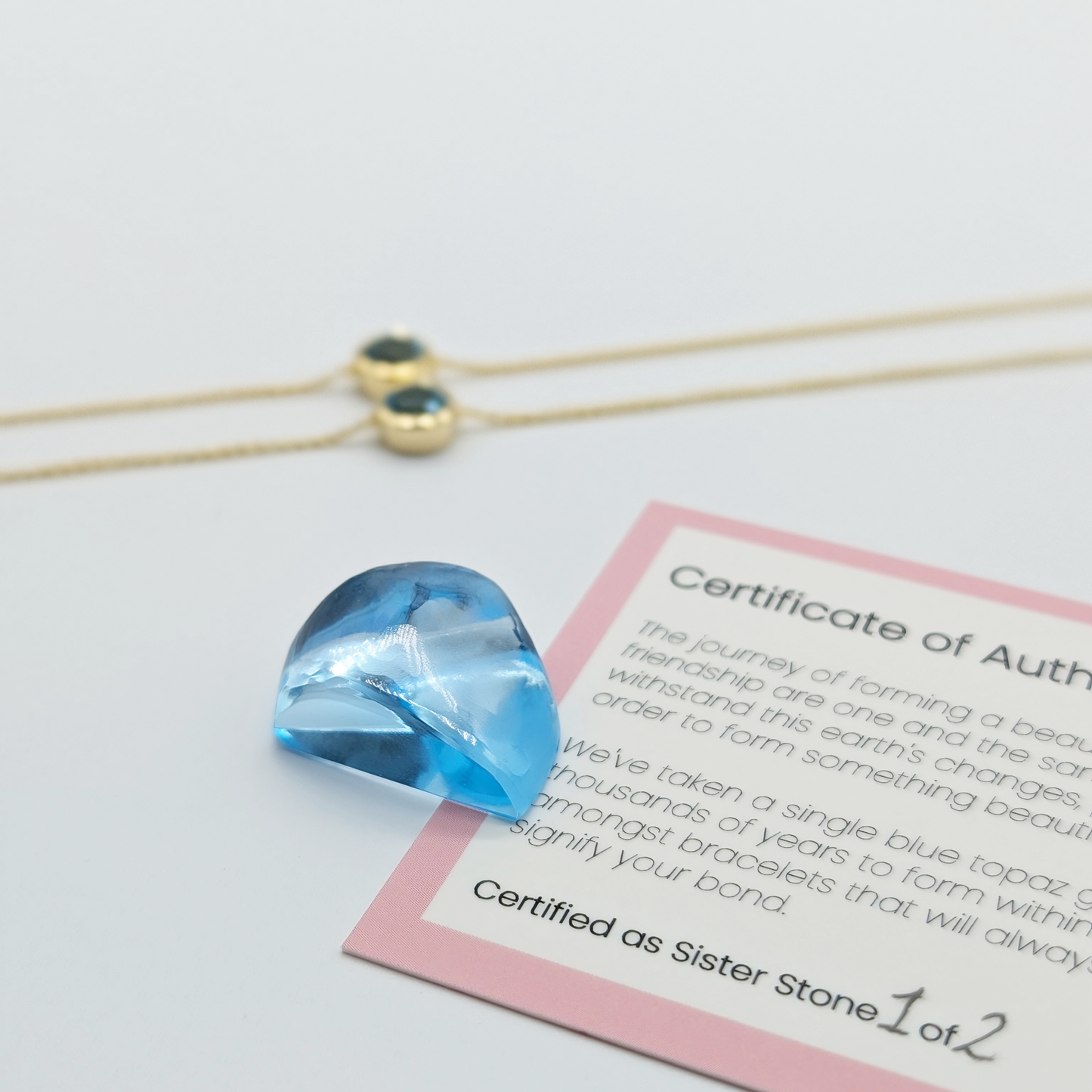Set of 2 - Round Blue Topaz 18k Vermeil Bracelets