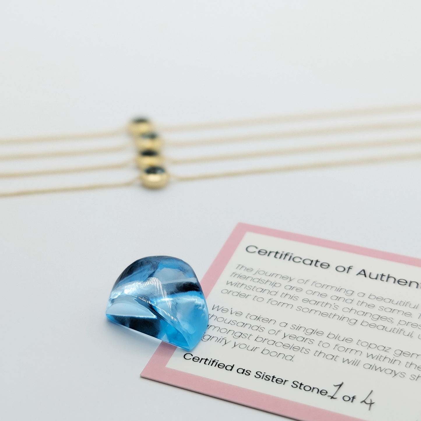 Set of 4 - Round Blue Topaz 18k Vermeil Bracelets