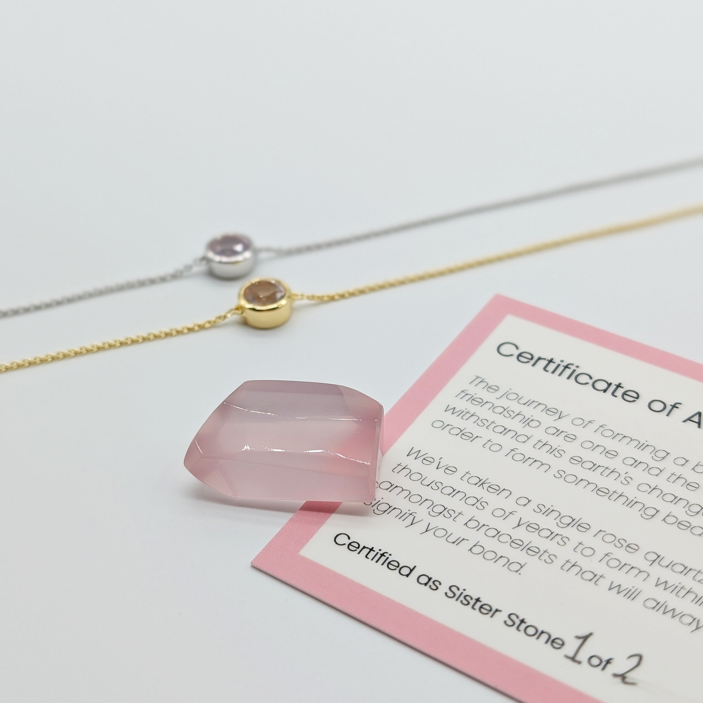 Set of 2 - Round Rose Quartz Mixed Finish Bracelets