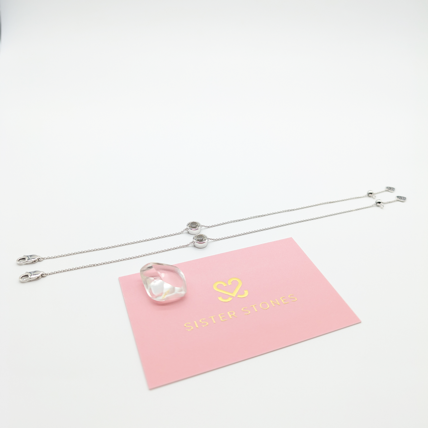 Set of 2 - Round White Topaz Sterling Silver Bracelets