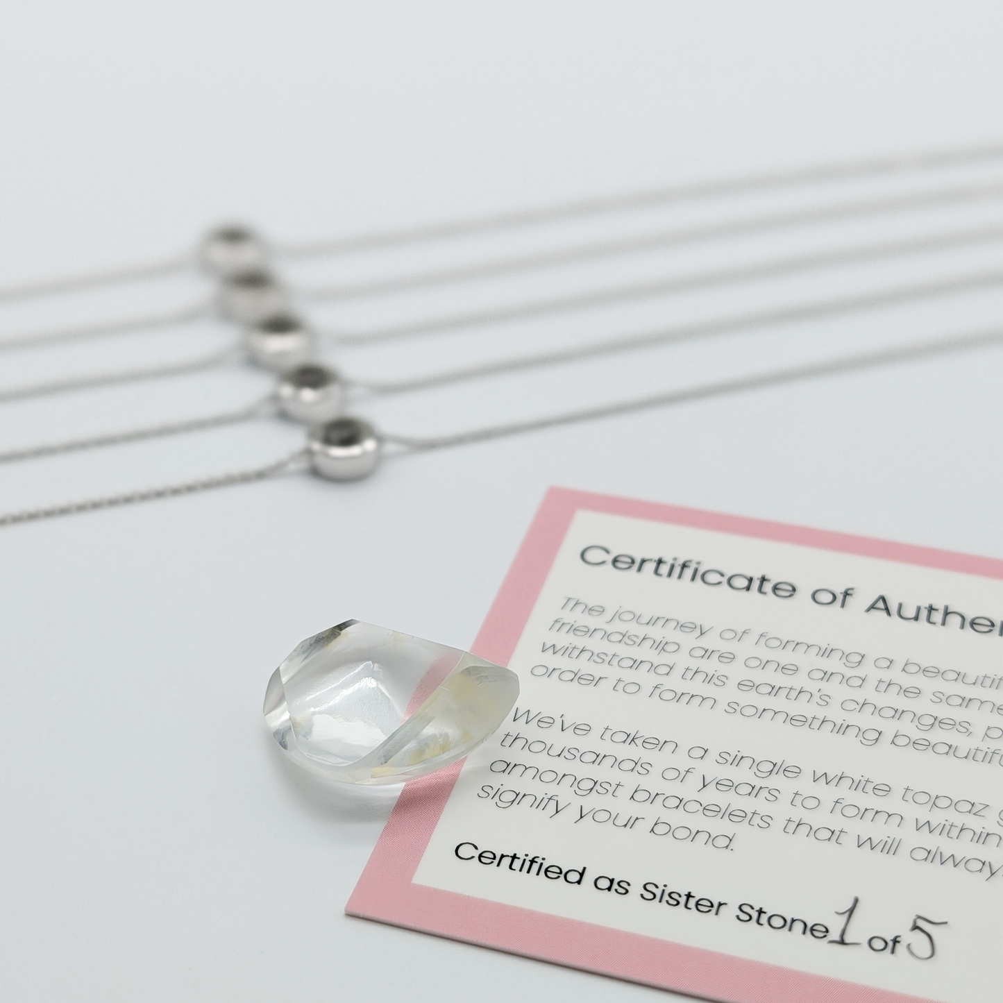 Set of 5 - Round White Topaz Sterling Silver Bracelets