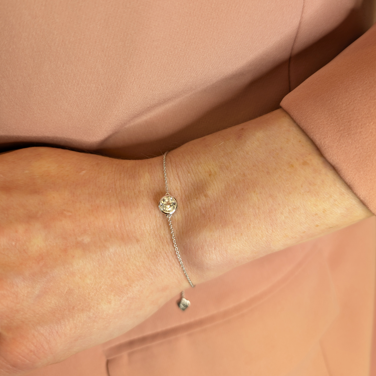 Set of 2 - Round White Topaz Mixed Finish Bracelets