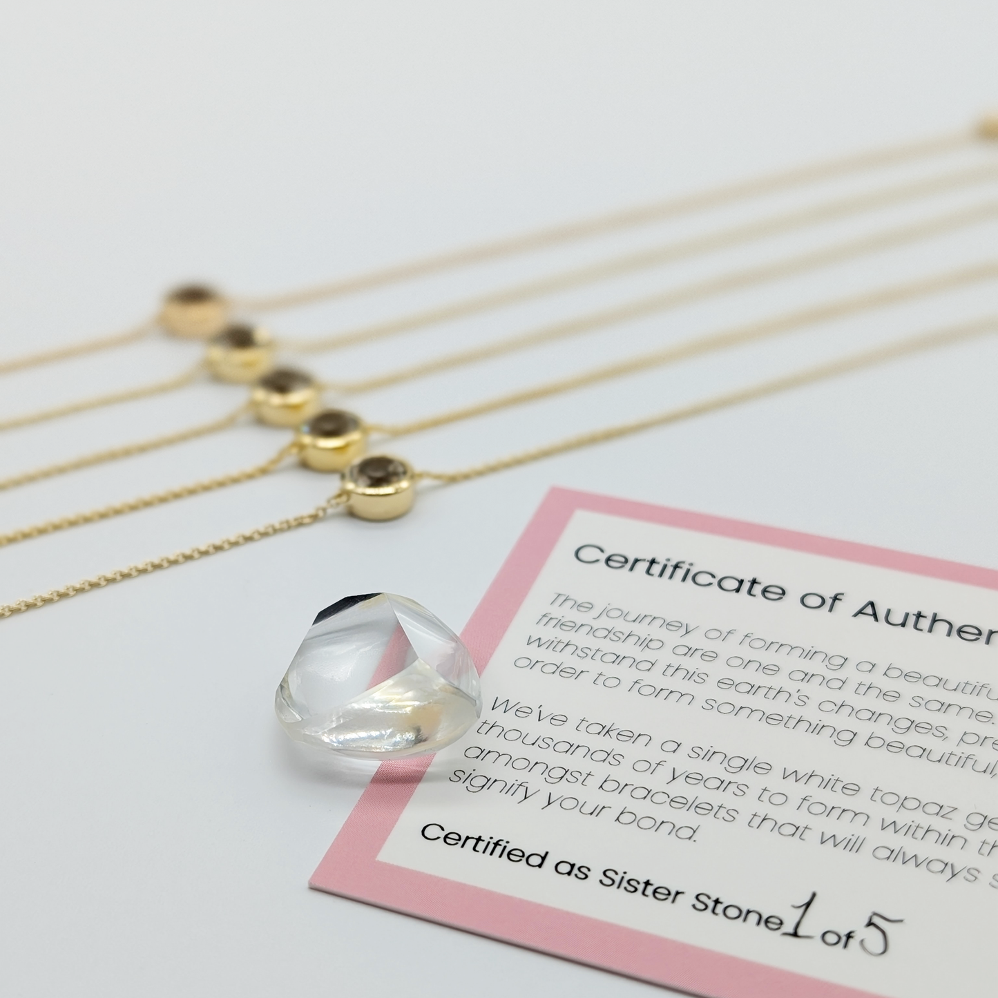 Set of 5 - Round White Topaz 18k Vermeil Bracelets