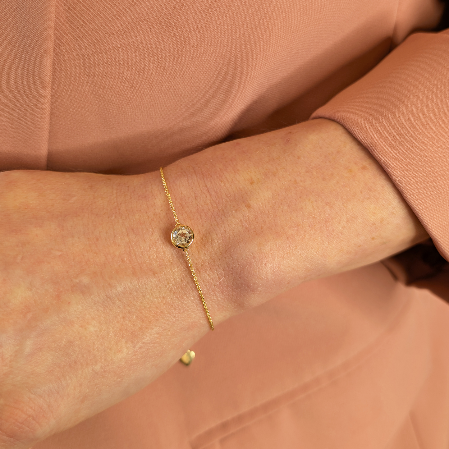 Set of 2 - Round White Topaz 18k Vermeil Bracelets