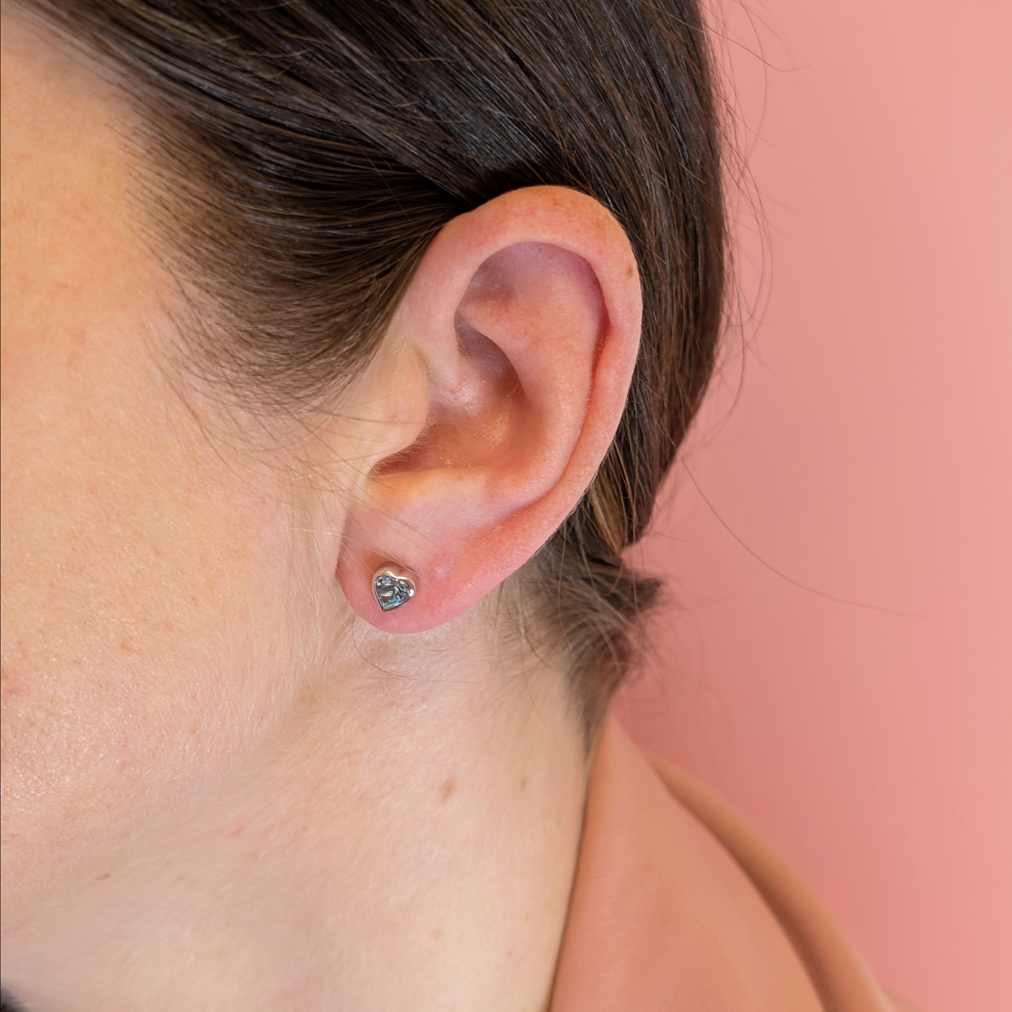 Set of 2 pairs - Heart Blue Topaz Sterling Silver Stud Earrings