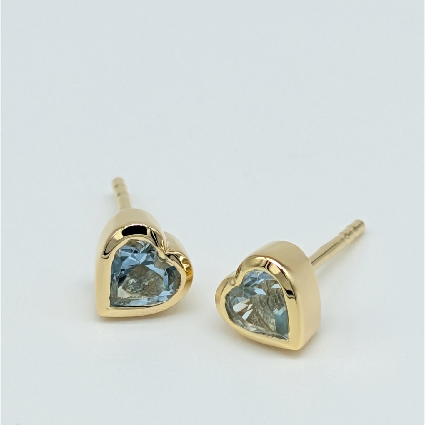 Set of 2 pairs - Heart Blue Topaz 18k Vermeil Stud Earrings