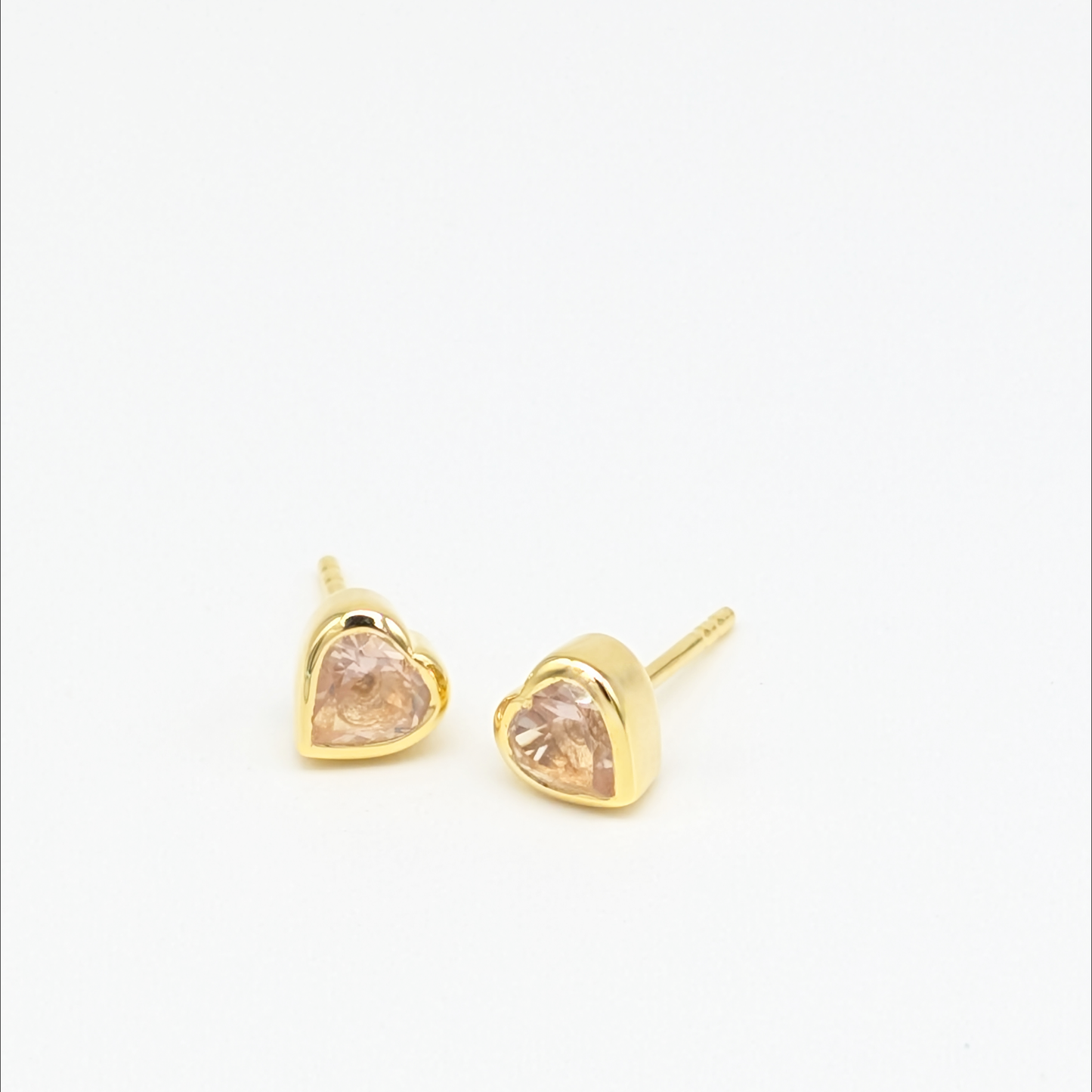 Set of 5 pairs - Heart Rose Quartz 18k Vermeil Stud Earrings