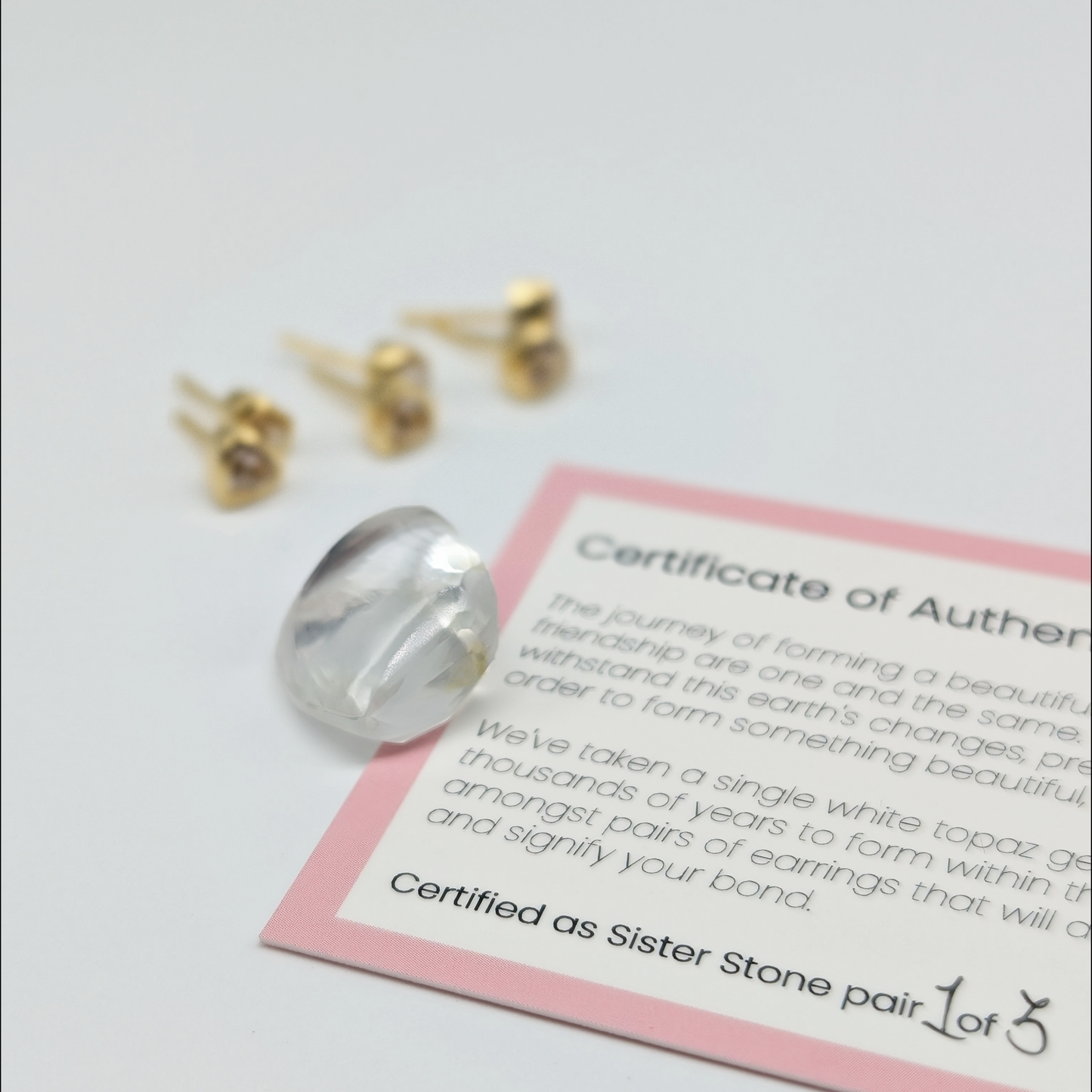 Set of 3 pairs - Heart White Topaz 18k Vermeil Stud Earrings