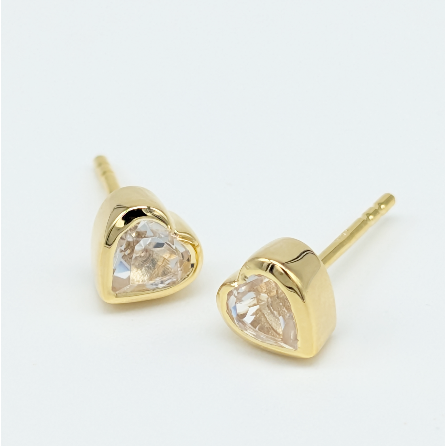Set of 4 pairs - Heart White Topaz 18k Vermeil Stud Earrings