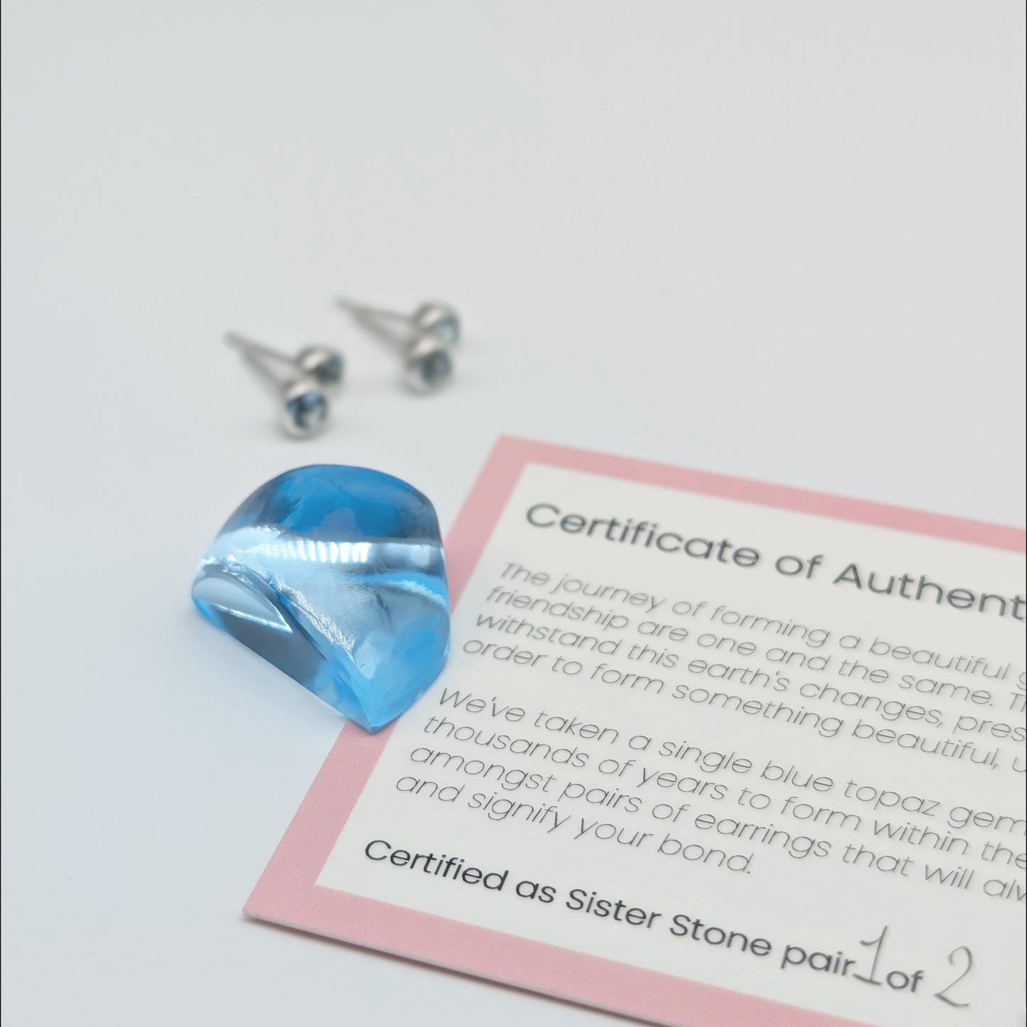 Set of 2 pairs - Round Blue Topaz Sterling Silver Stud Earrings