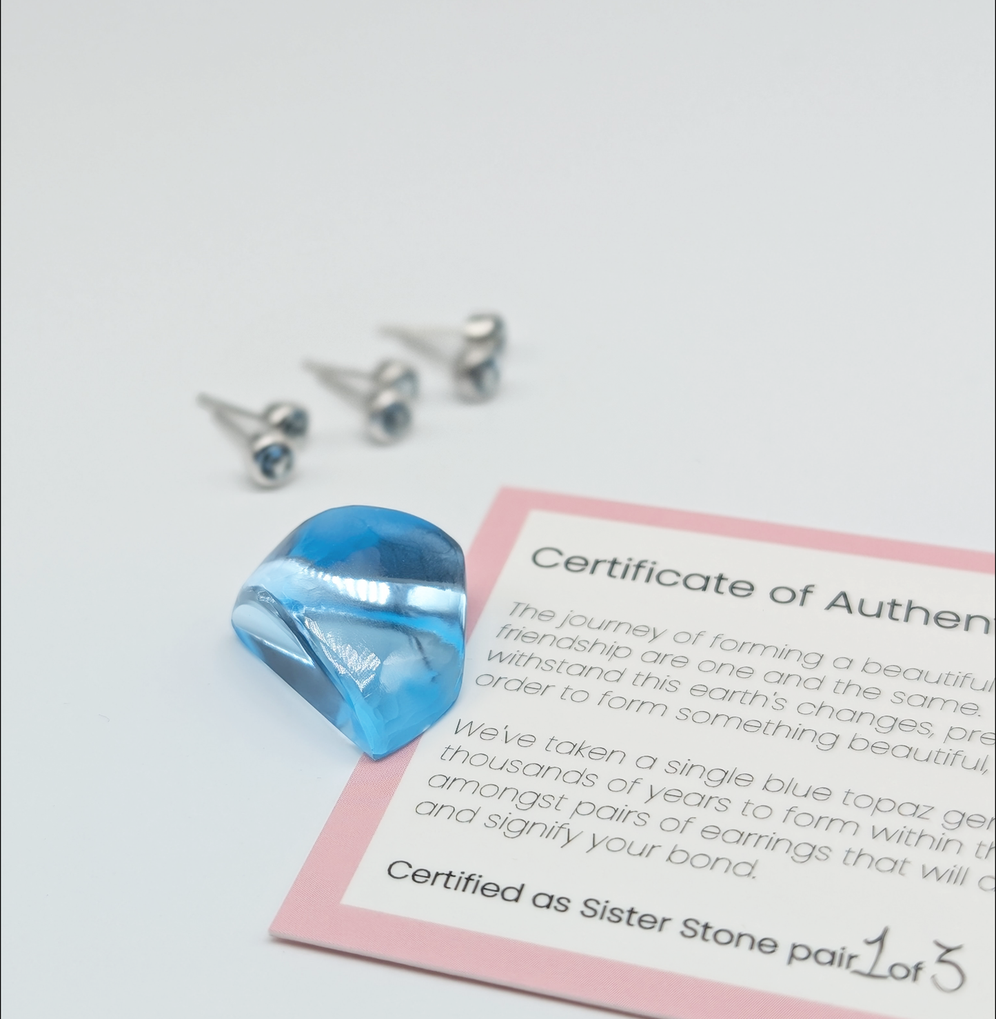 Set of 3 pairs - Round Blue Topaz Sterling Silver Stud Earrings