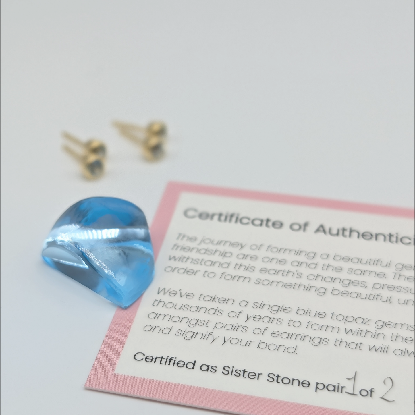Set of 2 pairs - Round Blue Topaz 18k Vermeil Stud Earrings