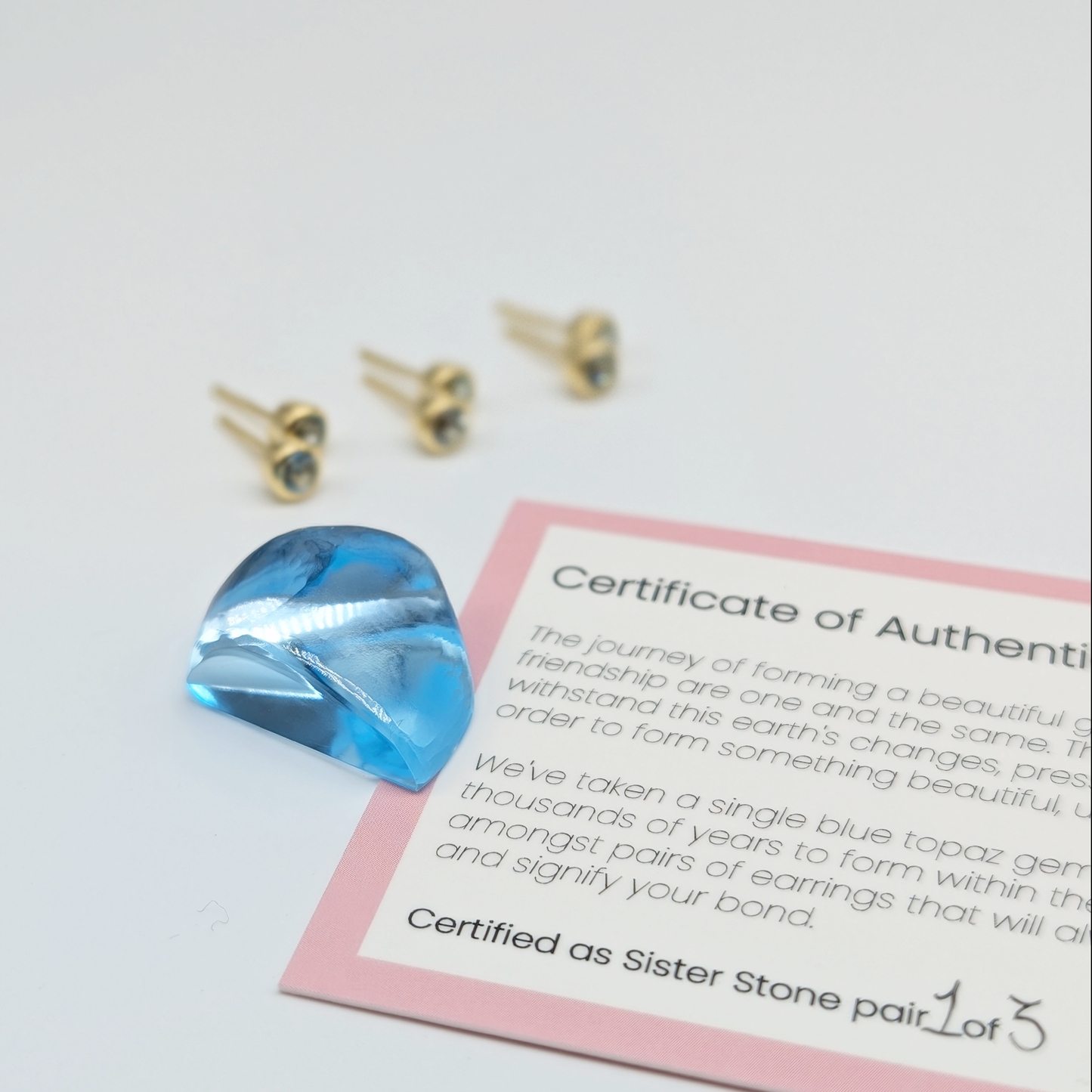 Set of 3 pairs - Round Blue Topaz 18k Vermeil Stud Earrings