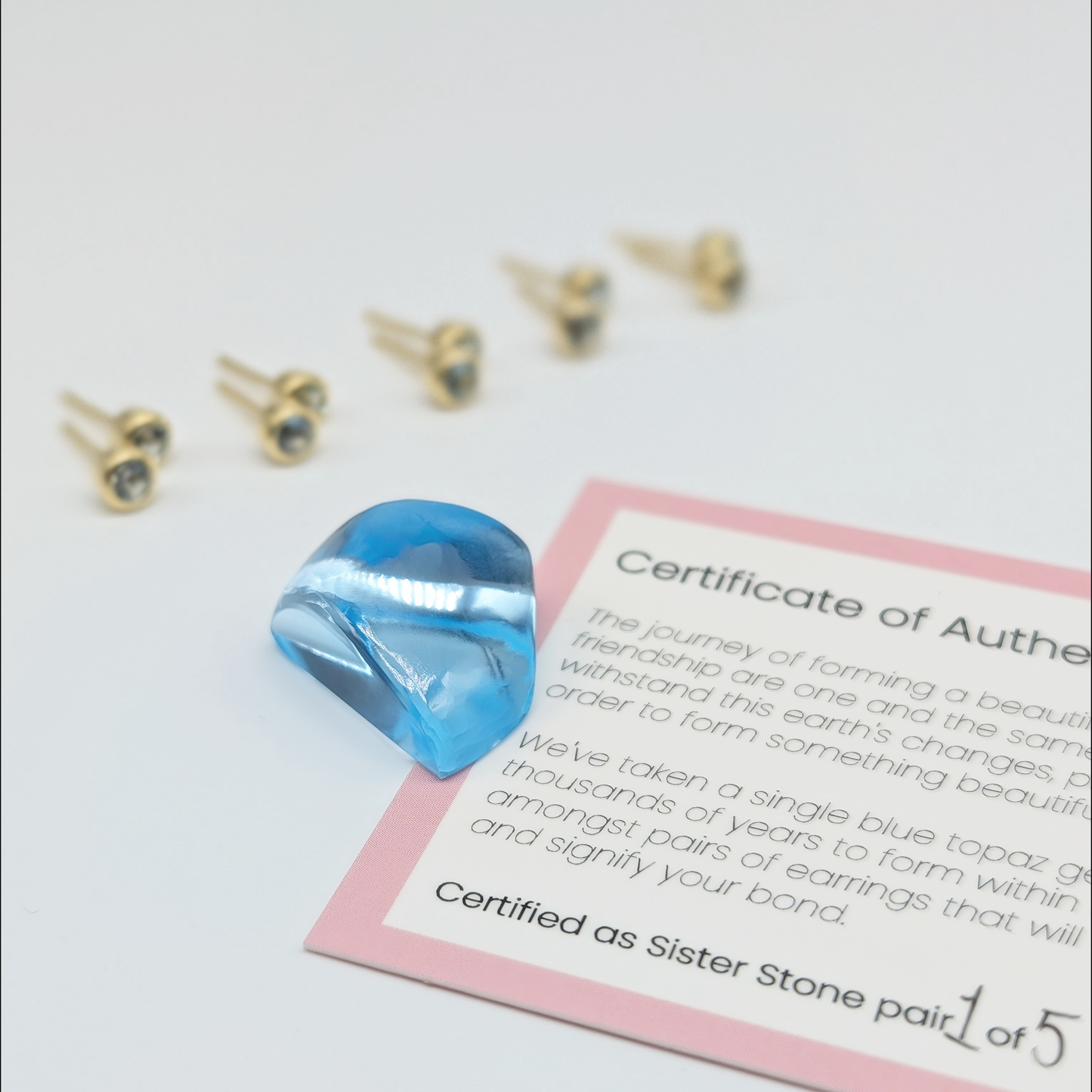 Set of 5 pairs - Round Blue Topaz 18k Vermeil Stud Earrings