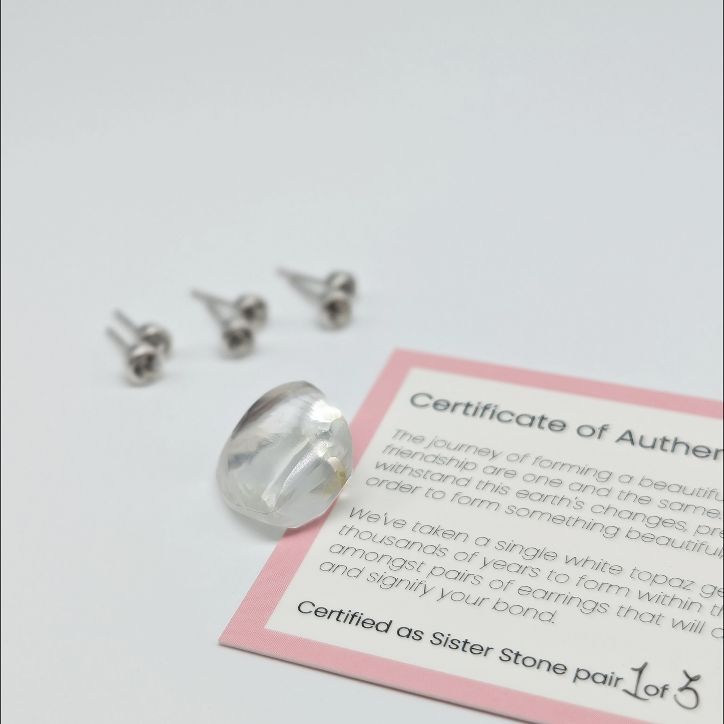 Set of 3 pairs - Round White Topaz Sterling Silver Stud Earrings