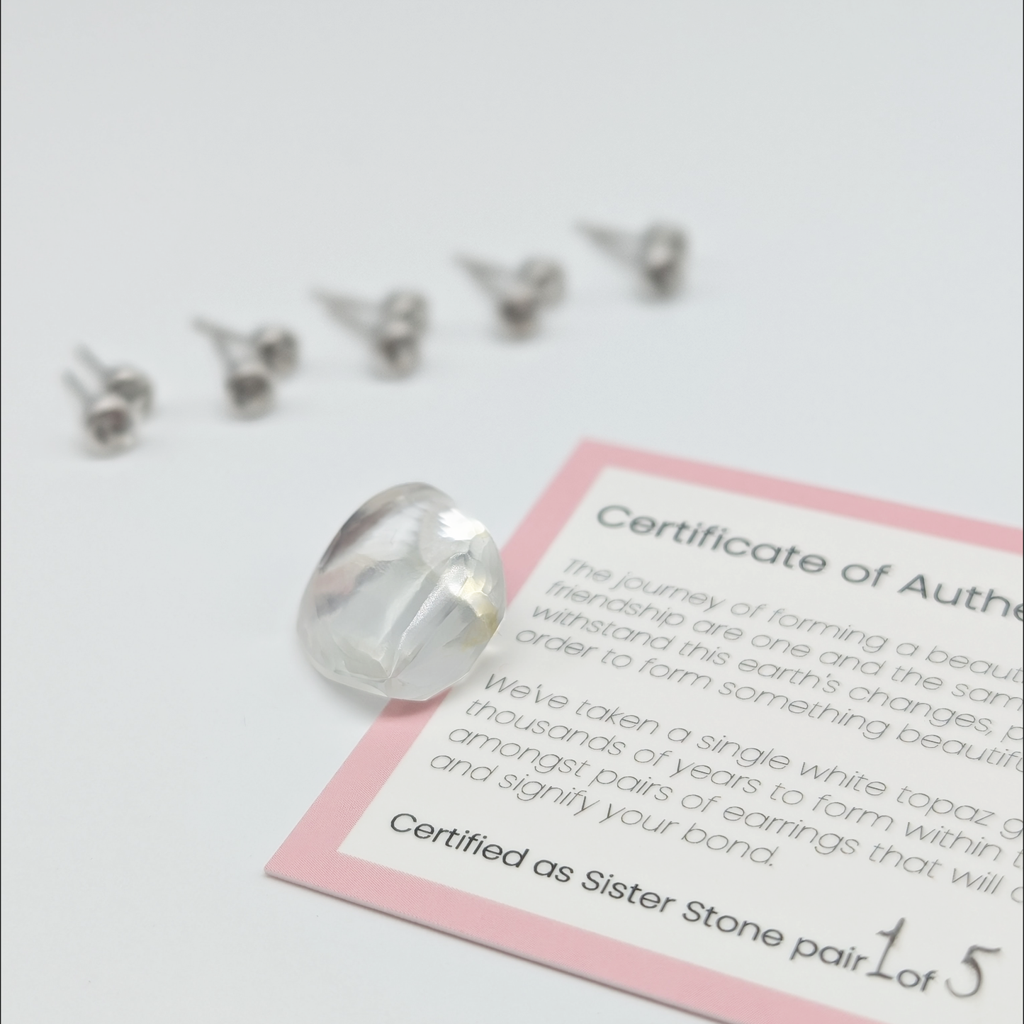 Set of 5 pairs - Round White Topaz Sterling Silver Stud Earrings