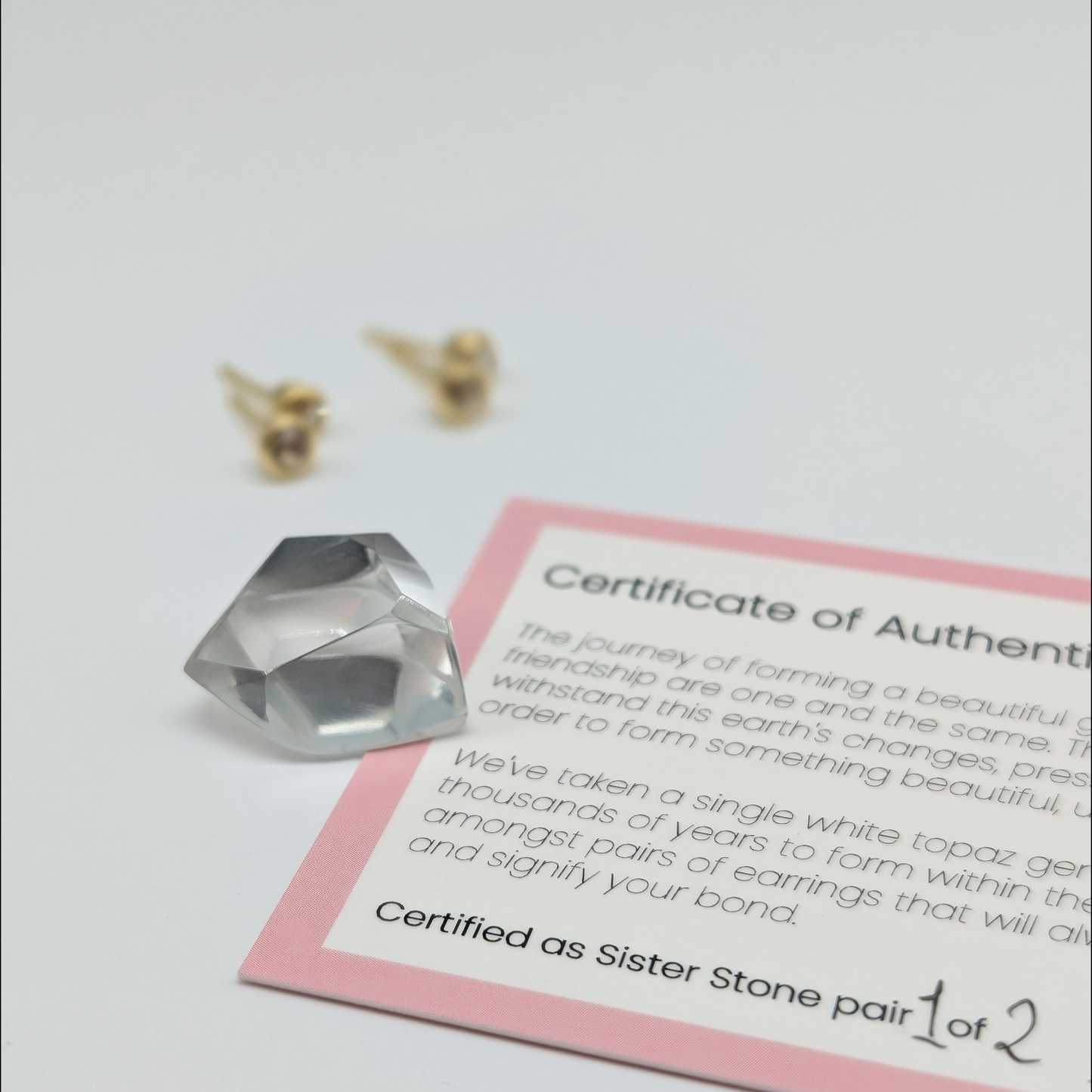 Set of 2 pairs - Round White Topaz 18k Vermeil Stud Earrings