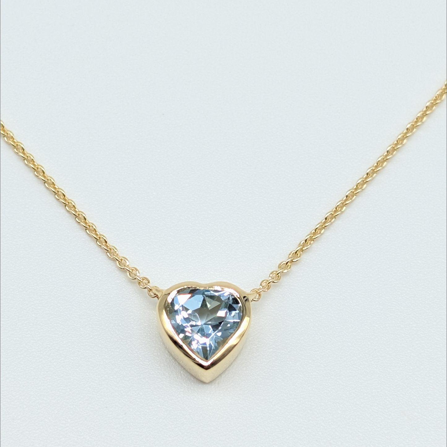 Set of 2 - Heart Blue Topaz 18k Vermeil Necklaces