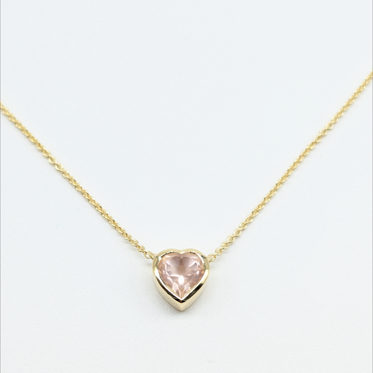 Set of 2 - Heart Rose Quartz 18k Vermeil Necklaces