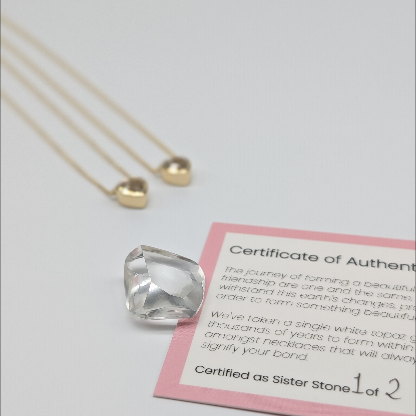 Set of 2 - Heart White Topaz 18k Vermeil Necklaces