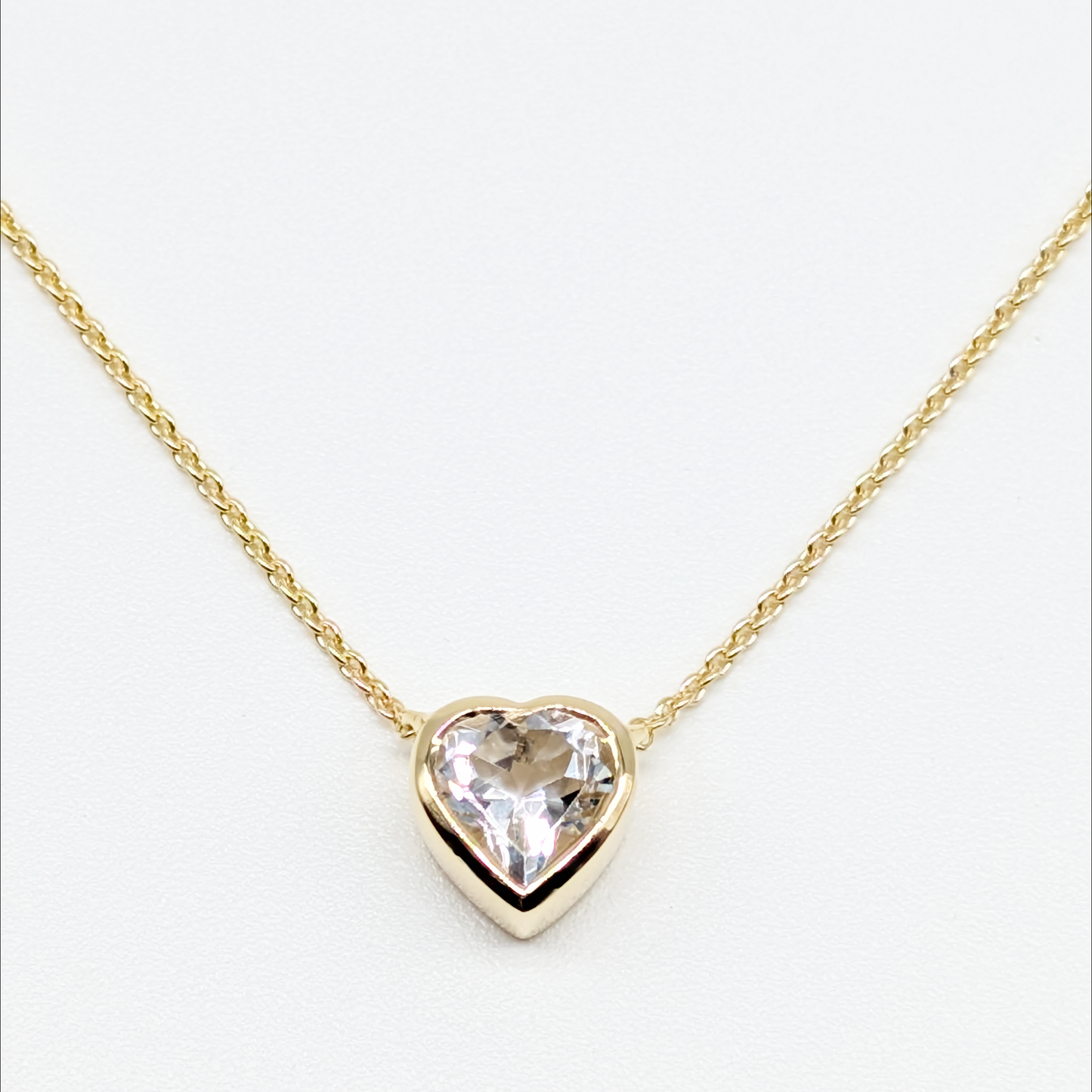 Set of 2 - Heart White Topaz 18k Vermeil Necklaces