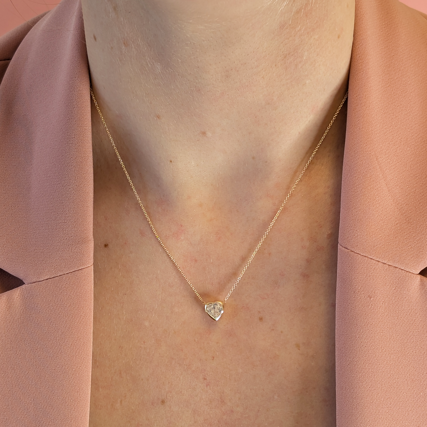 Set of 2 - Heart White Topaz 18k Vermeil Necklaces