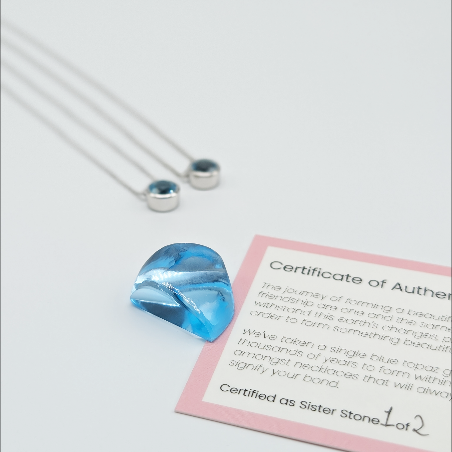 Set of 2 - Round Blue Topaz Sterling Silver Necklaces