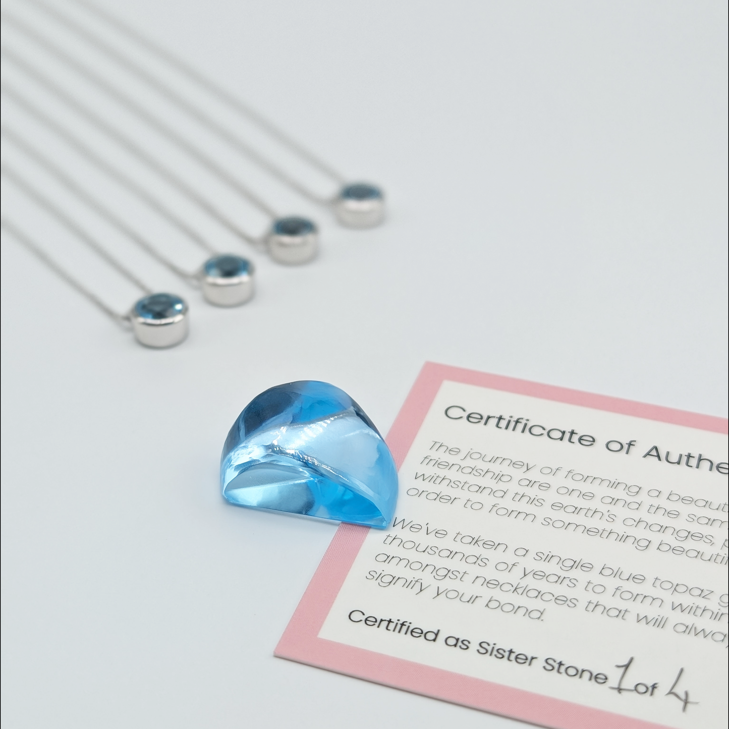 Set of 4 - Round Blue Topaz Sterling Silver Necklaces