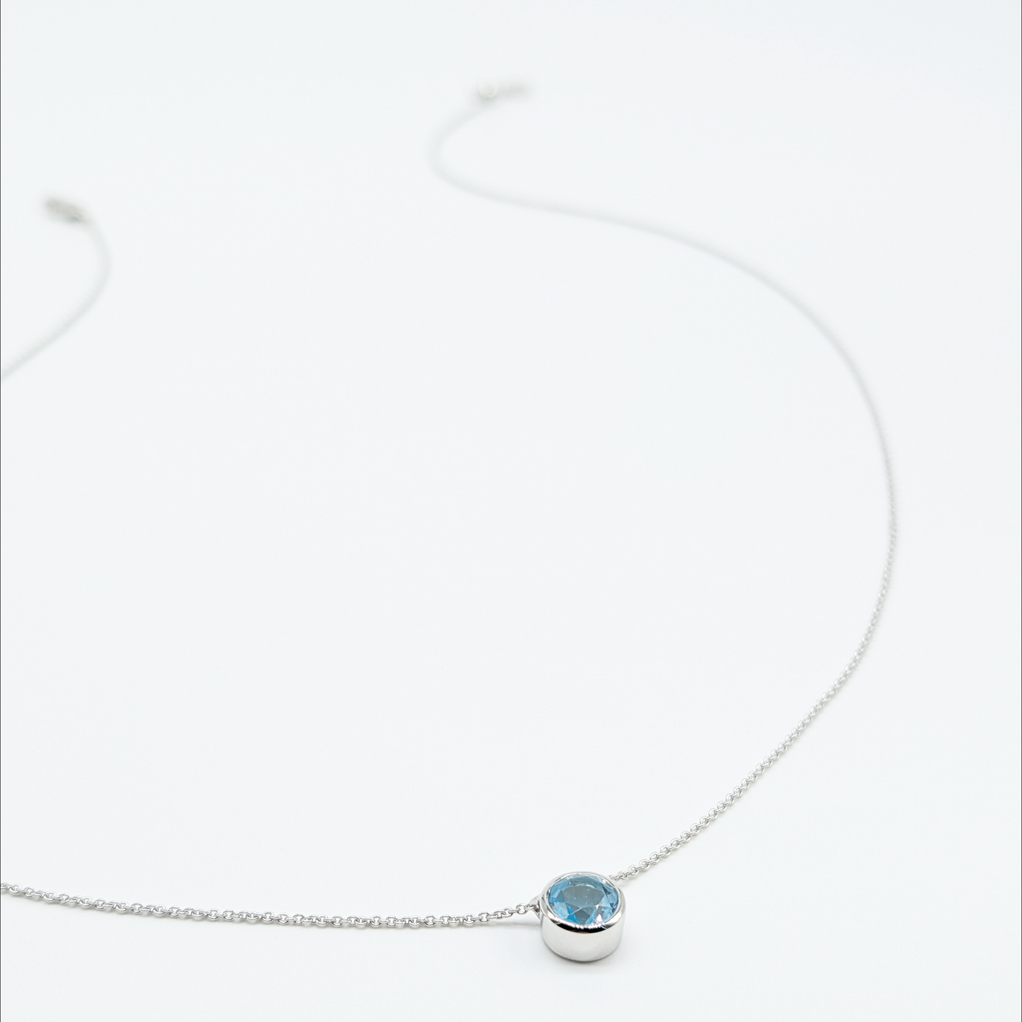 Set of 2 - Round Blue Topaz Sterling Silver Necklaces