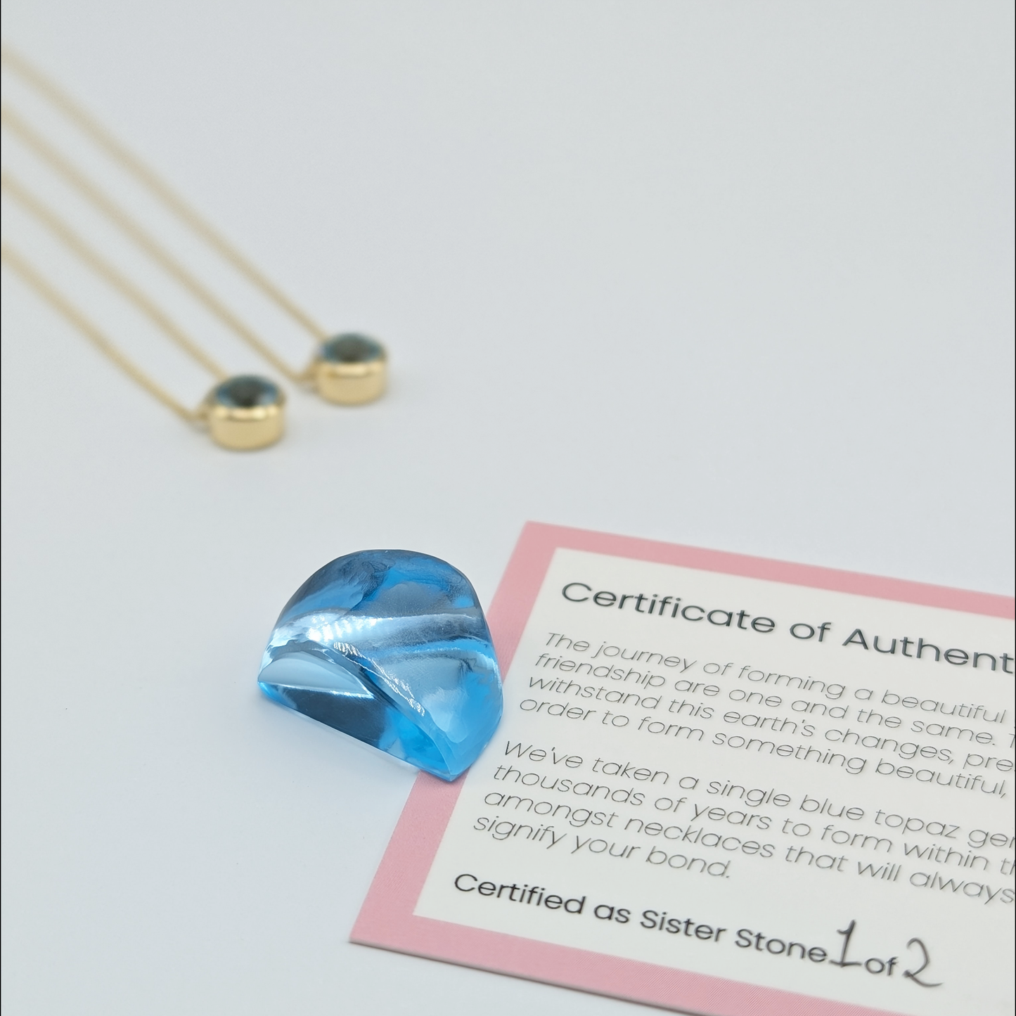 Set of 2 - Round Blue Topaz 18k Vermeil Necklaces