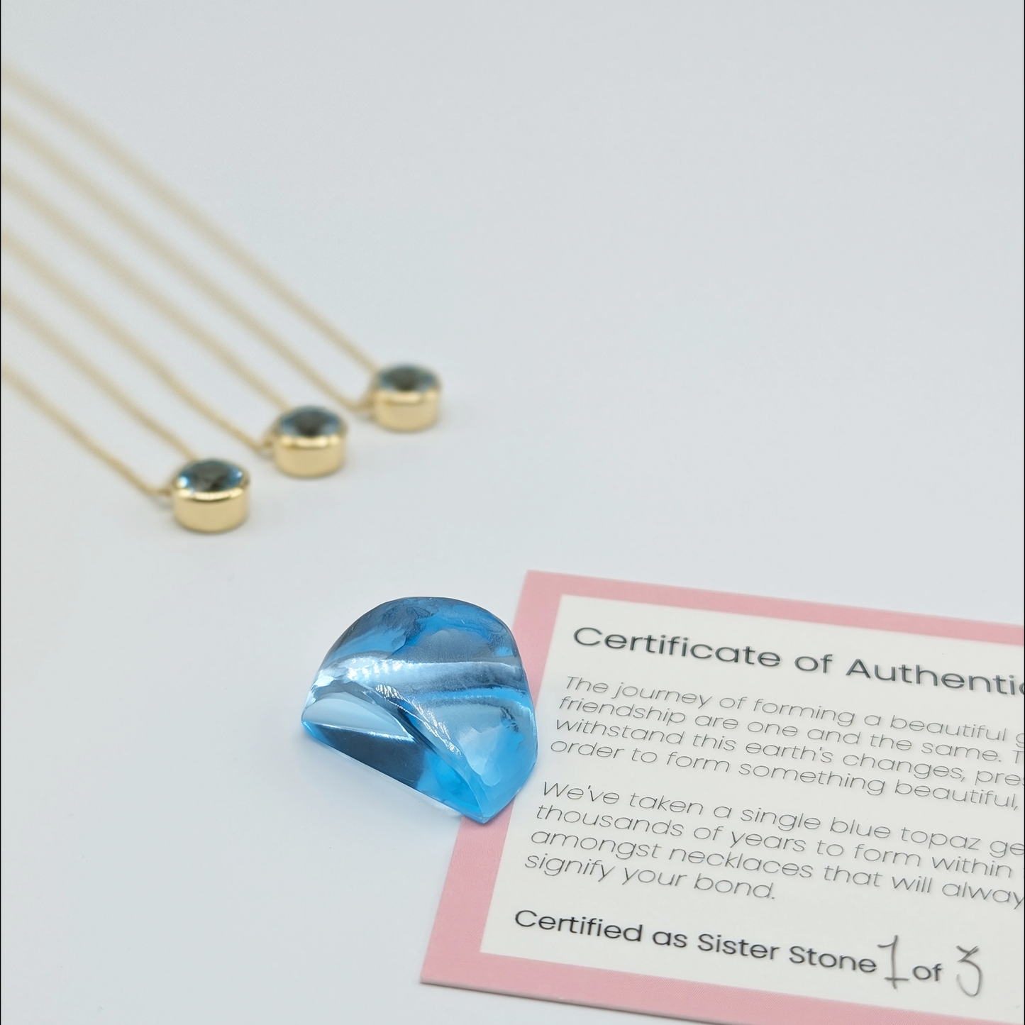 Set of 3 - Round Blue Topaz 18k Vermeil Necklaces