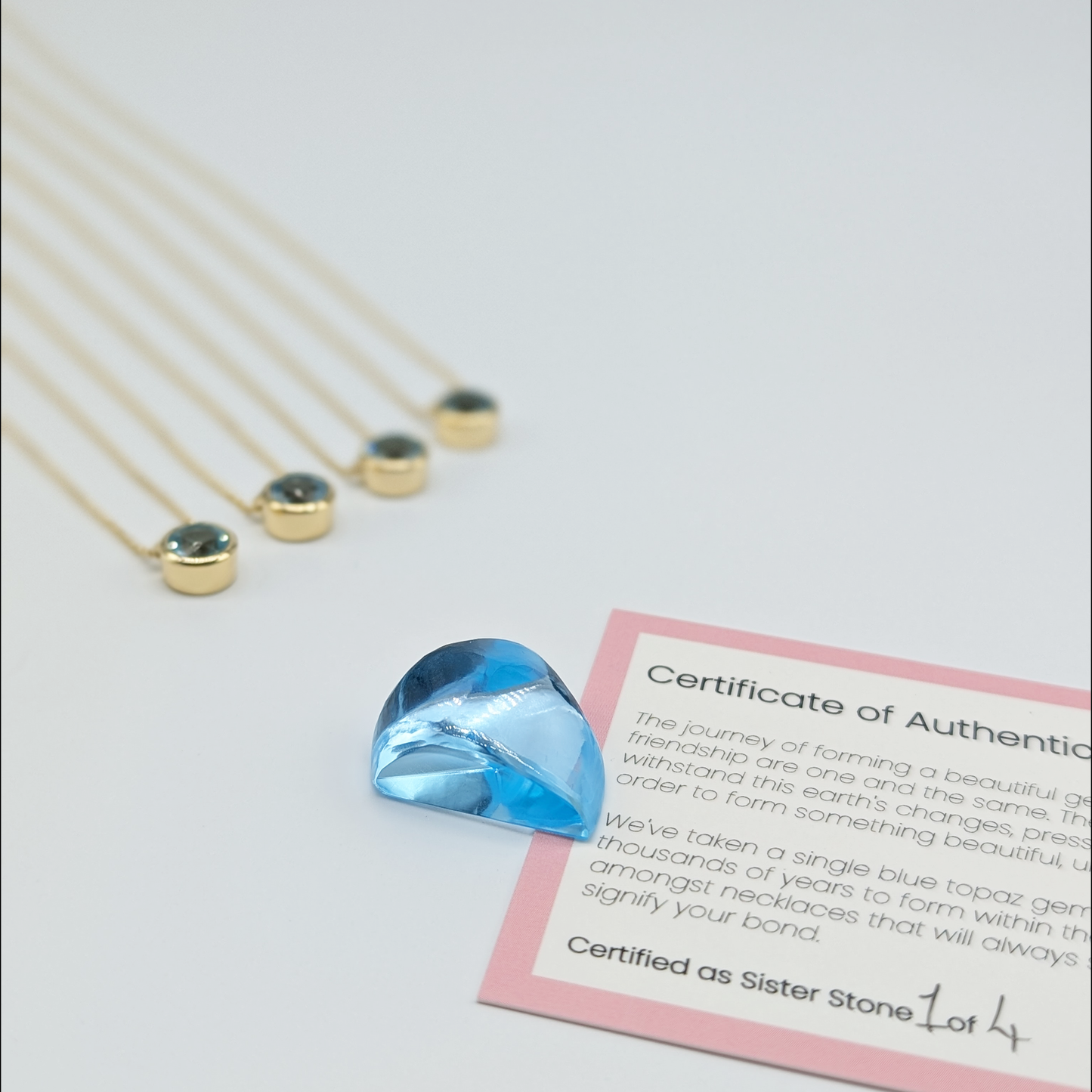Set of 4 - Round Blue Topaz 18k Vermeil Necklaces
