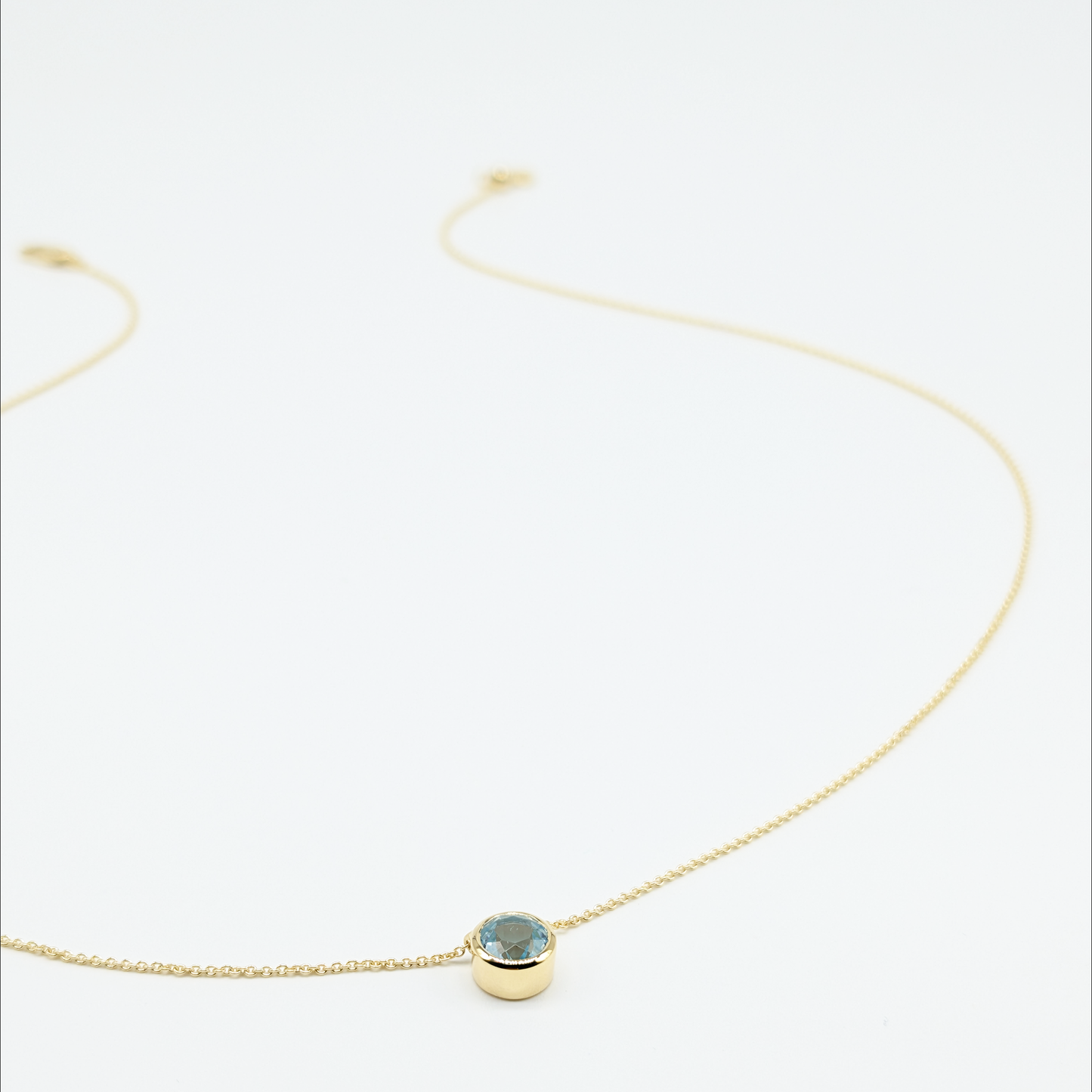 Set of 2 - Round Blue Topaz 18k Vermeil Necklaces
