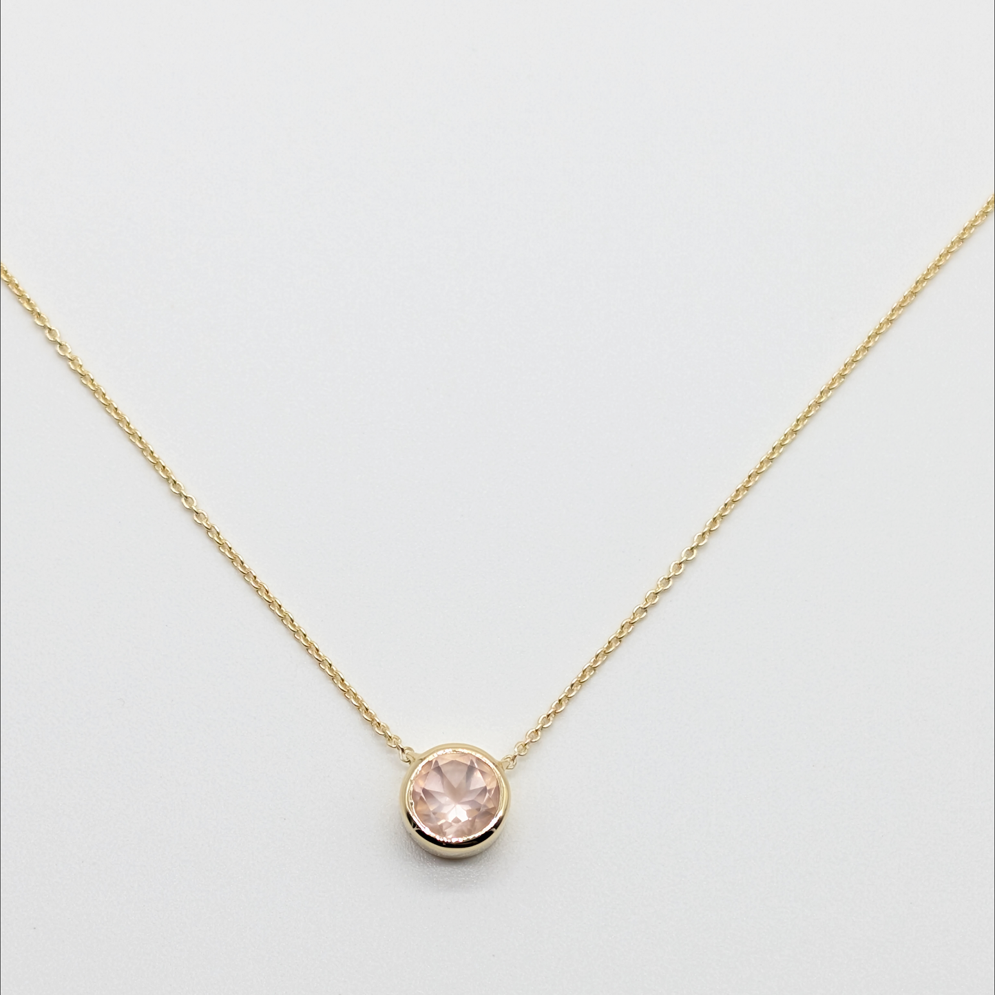 Set of 2 - Round Rose Quartz 18k Vermeil Necklaces
