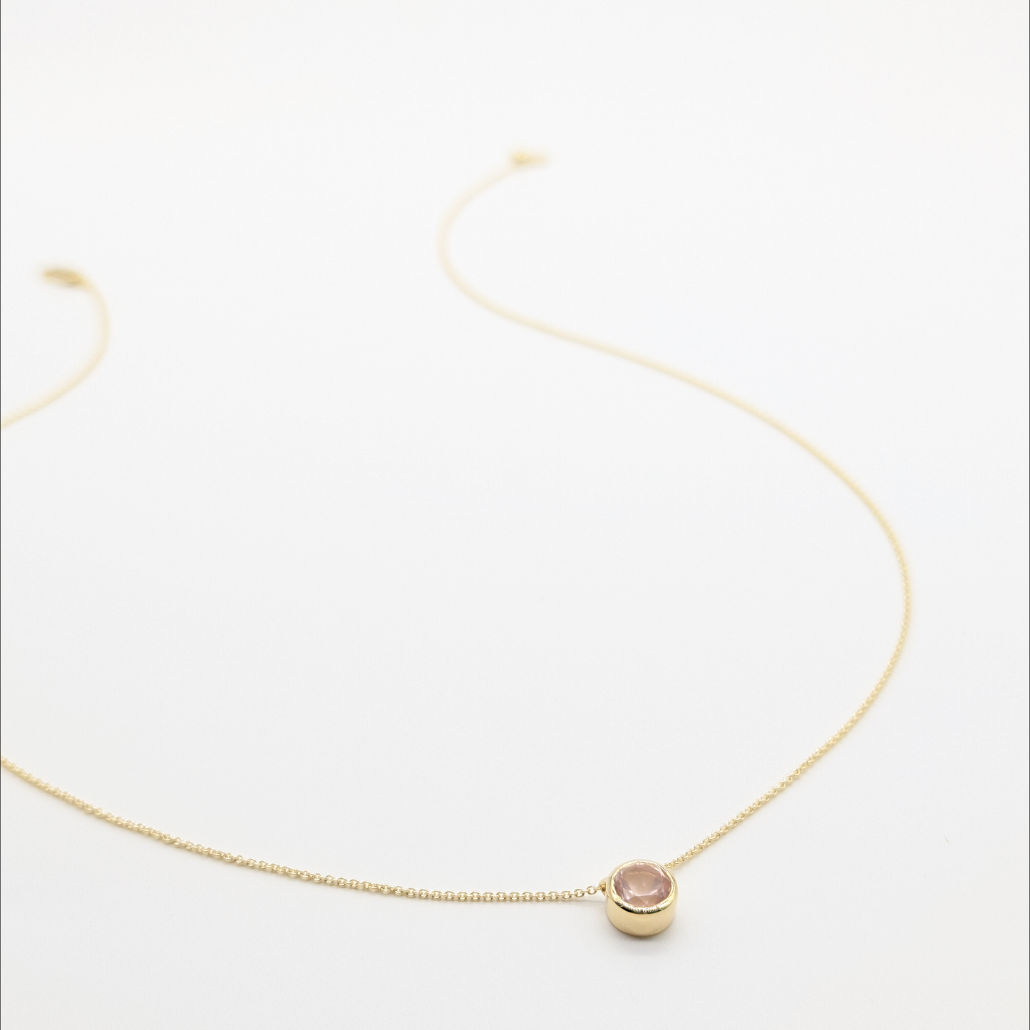 Set of 2 - Round Rose Quartz 18k Vermeil Necklaces